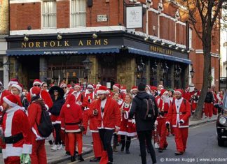 5 verrückte Weihnachtstraditionen in London und England Weihnachtsmann London Santa Con Santa Run