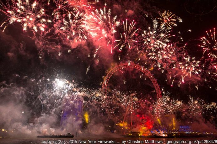 Feuerwerk London Eye Silvester