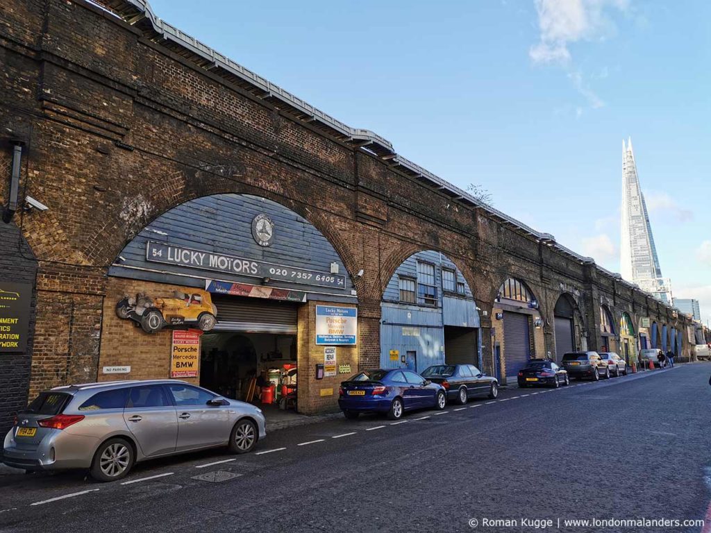 The Shrad, gesehen vom Maltby Street Market aus