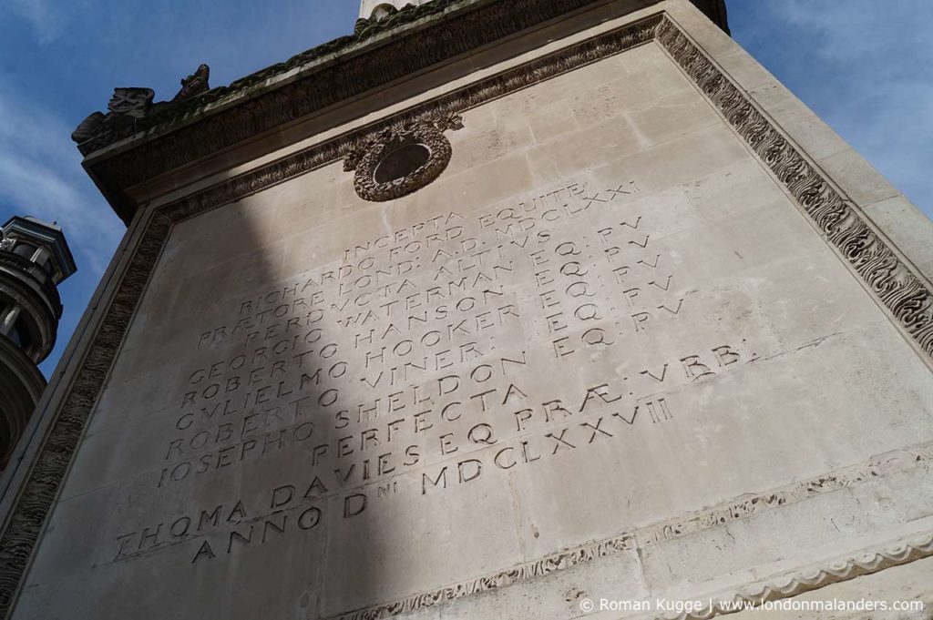 The Monument London Inschriften